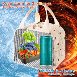 Businey Insulated Lunch Bag Women, Large Pack Lunch Bags, Strawberry Lunch Bags Cooler Tote for Girls, Cooler Tote Lunch Box for Kids, Leakproof Ladies Lunch Bag for Work, School, Picnic