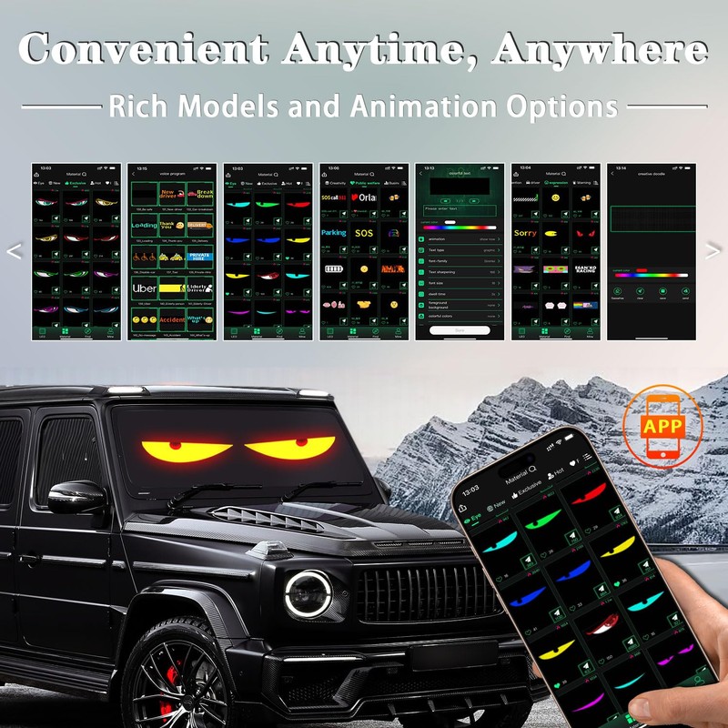 2PCS LED Eyes for Car Windshield: 14.1"x4.3" Devil Eyes Light