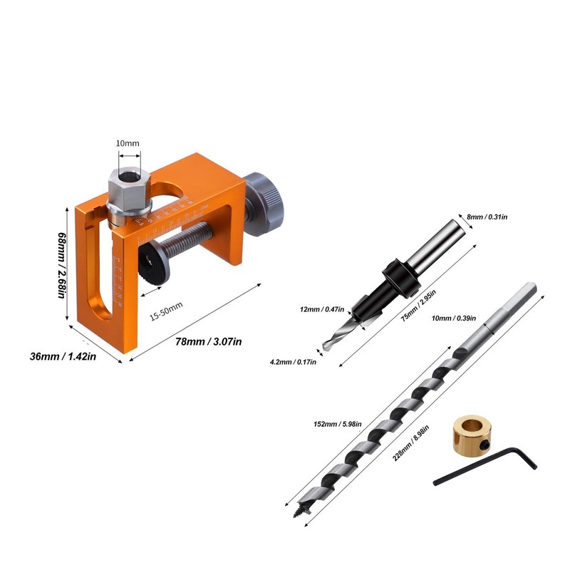 Baxnore 10 mm Pocket Hole Jig Kit, CNC Aluminum Alloy