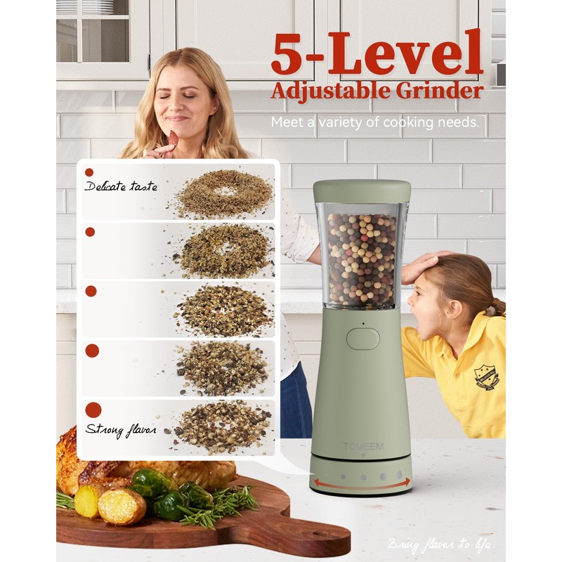 Electric Salt and Pepper Grinder Set with Storage Base, Stainless