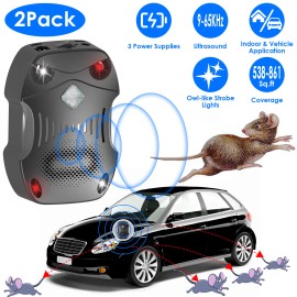 iMounTEK 2pcs Car Under Hood Ultrasonic Mice Pest Control Repeller Rat Rodent Repellent