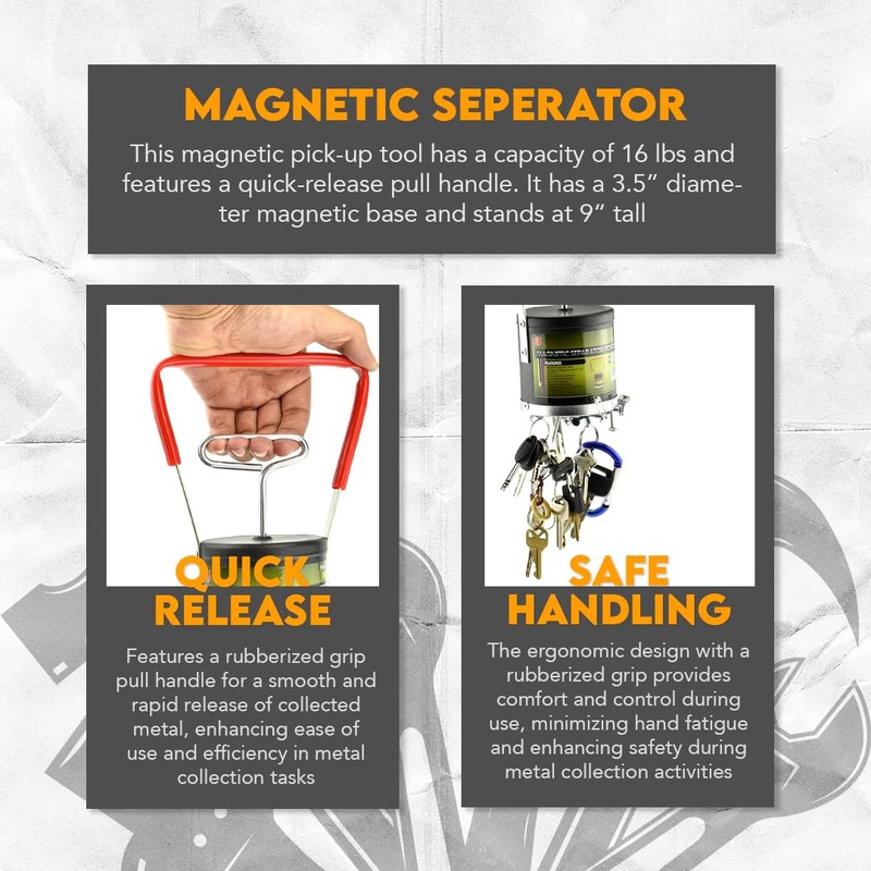 SE Magnetic Separator Pick-Up Tool with Quick Release, Outdoor Gold