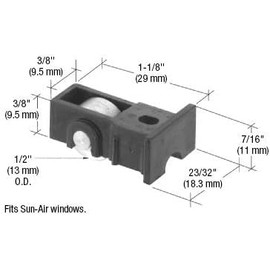 CRL Sliding Window Roller with 1/2" Steel Wheel for Sun-Air Windows