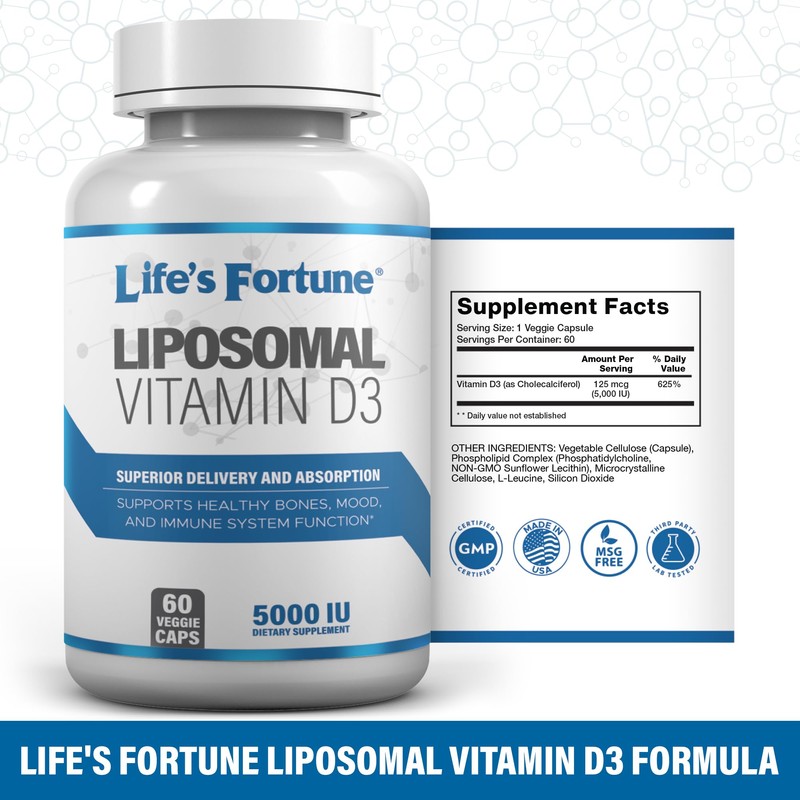 Life's Fortune Liposomal Vitamin D3 5000 IU, Supports Healthy Bones