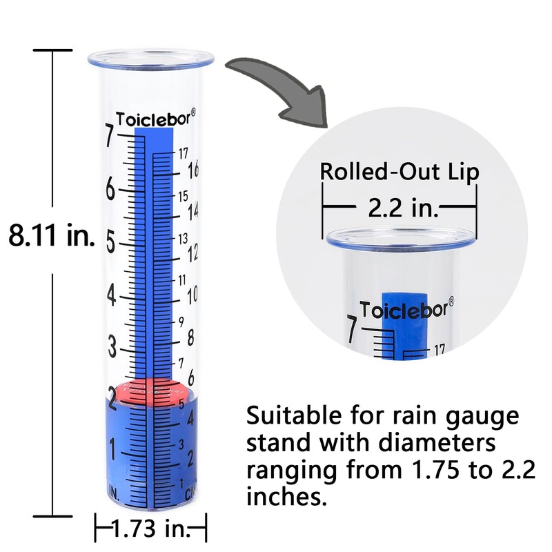 Rain Gauge Replacement Tube,Freeze Proof Tube Plastic with Red Float
