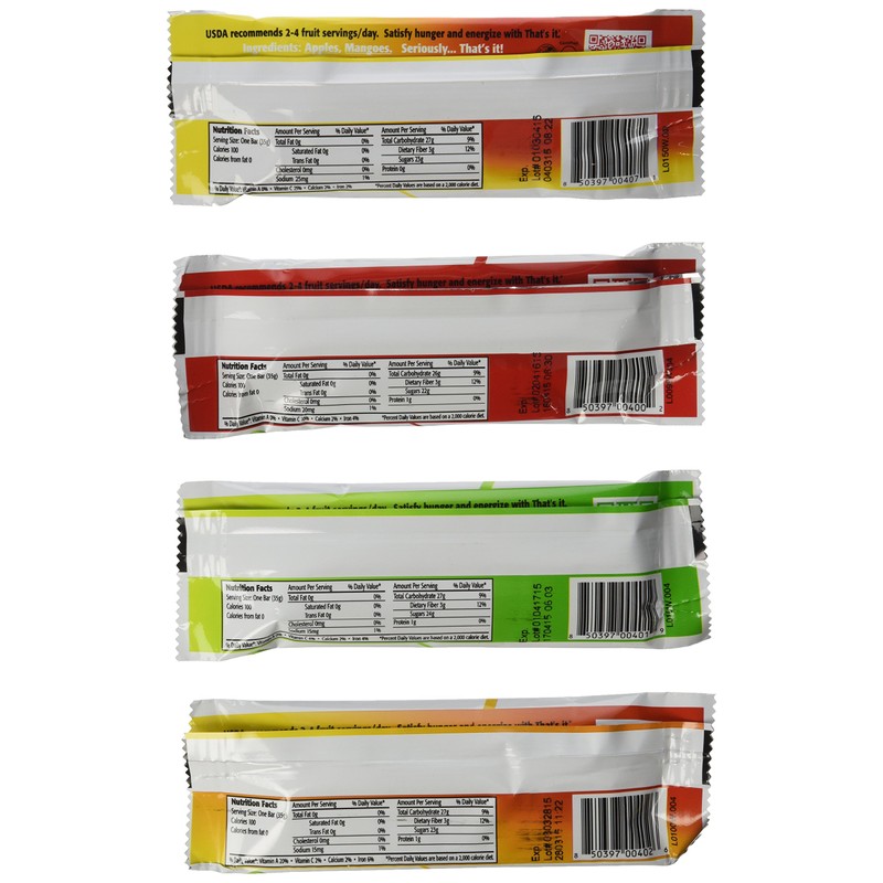 That's It Natural Fruit Bars Variety Pack, Apple+Mango, Apple+Pear, Apple+Cherry