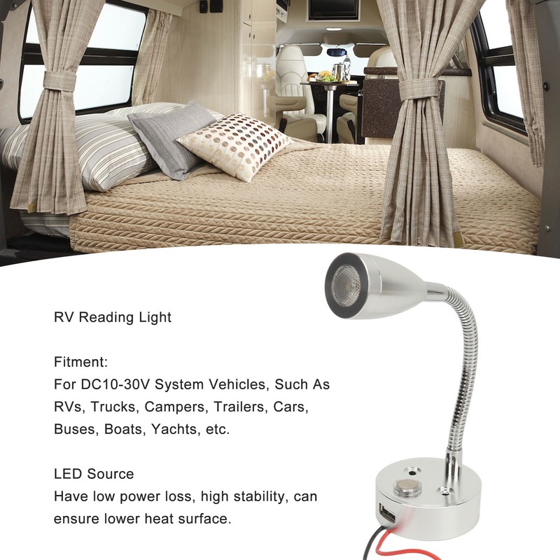 RV Reading Light LED Adjustable Brightness Touch Control Indoor Bedside