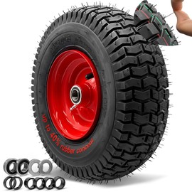 Felixstory 13x5.00-6 Lawn Mower Tubeless Tire, UP TO 40% RUBBER, 13x5-6 Vacuum Tire with Rim, Tubeless Lawn Tractor Wheel, 3"-6" Offset Hub and 3/4" or 5/8" Bushings, Wear-resistant, Anti-punture