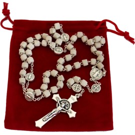 Holy Land Market Medjugorje Rosary - 20 in, Apparition Hill Stones, Saint Benedict Crucifix & Medals, Rosary Beads from Medjugorje