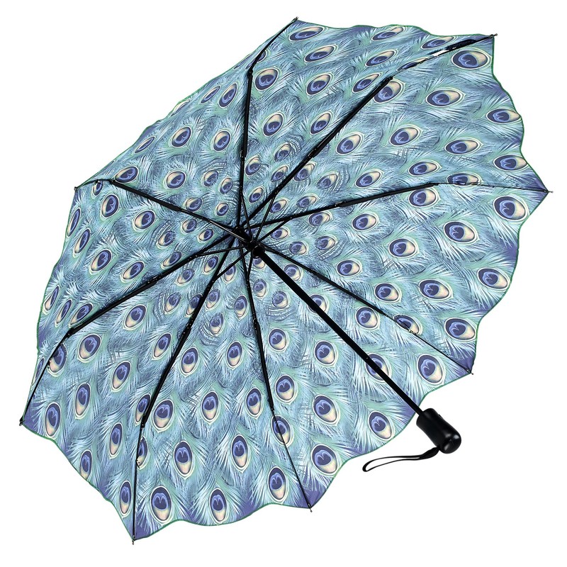 Galleria-Peacock Auto-Open/Close Large Portable Rain Folding Umbrella