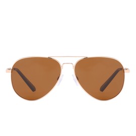 Piranha Charter Gold Aviator Sunglasses for Men with Brown Polarized Lens