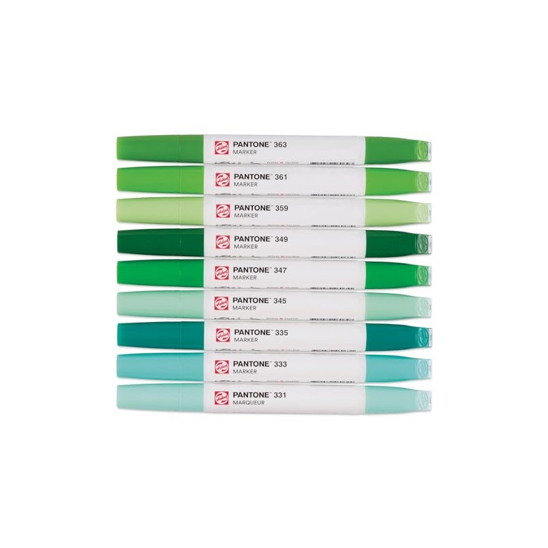 Talens Pantone Marker Set of 9 Green Dual Tip Pen