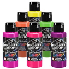 Createx Wicked Colors Fluorescent Set Airbrush Paint Water Based 6 * 2oz W103