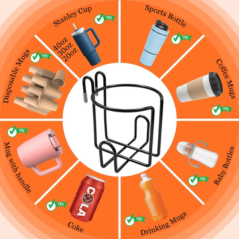 2 Pcs Updated Shopping Cart Cup Holders, Reusable Anti-Spill Hanging
