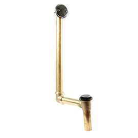 Westbrass Tip-Toe Trim & 2-Hole Overflow FaceplateWestbrass 18" Tip-Toe Drain Trim with 2-Hole Overflow Faceplate & Direct Connect Shoe Outlet