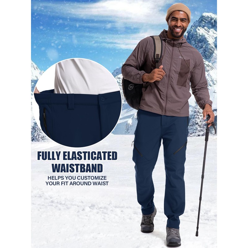 Men's Snow Ski Waterproof Fleece Lined Pants Winter Insulated Outdoor