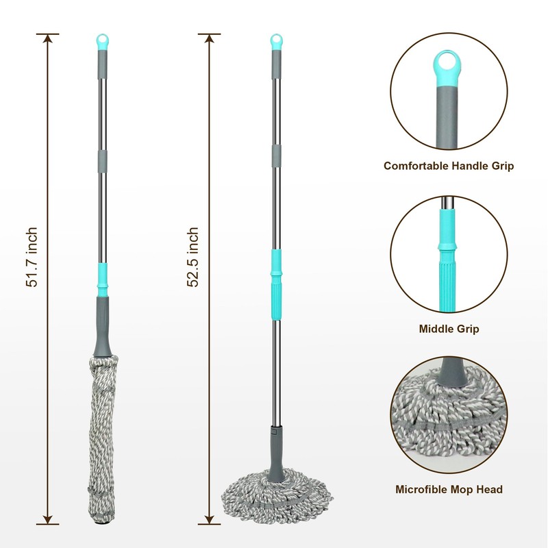 kickleen Self Wringing Mop Floor Cleaning, Easy Squeeze Twist Mop,
