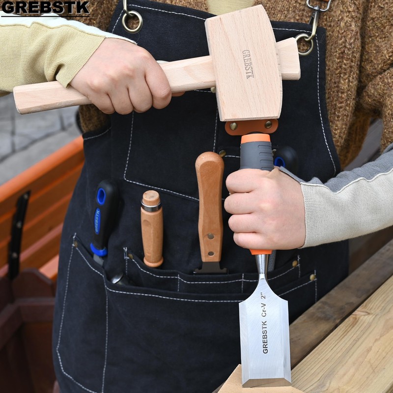 GREBSTK Wooden Mallet Manual Ice Hammer Mallet Beech Solid Carpenter