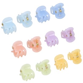 TRIXES Set of 12 Hair Claws - Miniature Styling Grips Pin Clamps - 6 Assorted Pastel Colours