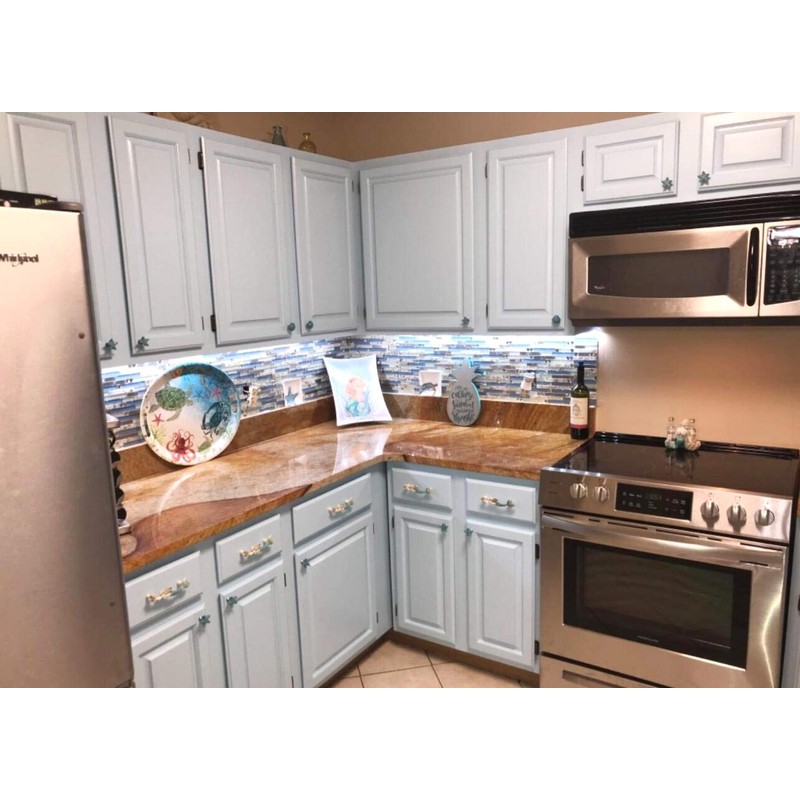 Blujellyfish Beach Style Tile Real Seashell Inside Blue Cream White