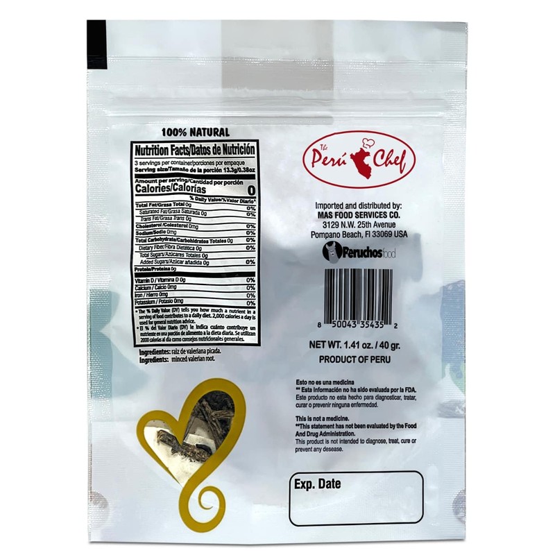 Peruchef Valerian Root Herbal Infusion 40g | Infusión de Raíz
