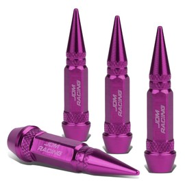 4Pcs 60mm Polished Aluminum Tire Rim Valve Air Port Dust Cover Stem Caps, Anodized & Powdercoated, Spiked Head Style, Purple Color
