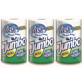 Opella Task Kitchen Towel Super Absorbent Jumbo Rolls – 3X Jumbo Rolls – Ideal for Spills, Cleaning Windows and Messes All Around – All Purpose - Jumbo Size for Extra Use, White