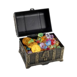 Frediuo Treasure Chest Box Toy Storage Organizer Box Themed Party Toy Underwater Throw Pirate Toy for Cosplay Party Favors Props Kids