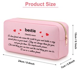 Heigebi Bestie Makeup Bag for Women Girls Cosmetic Bag Friendship Gift for Bestie Sister College Valentine Christmas Graduation Birthday Gifts for Bestie Oxford Cloth Makeup Bag