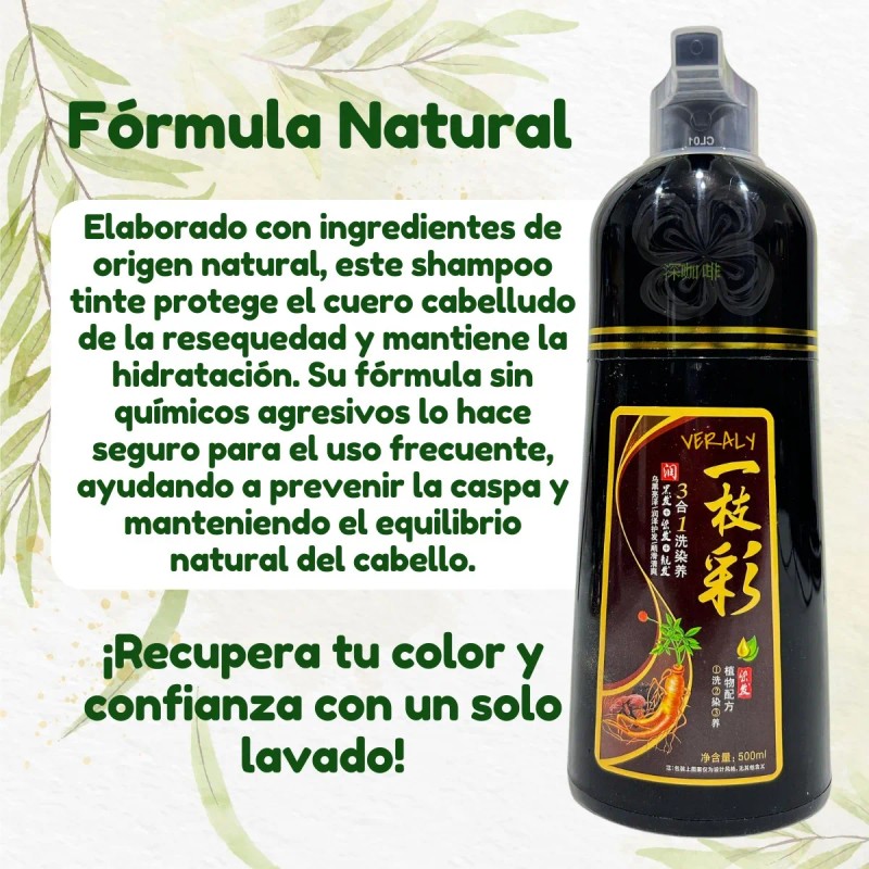 3 Pz Shampoo Tinte Instantáneo Cubre Canas Natural Jengibre