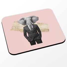 Mauspad, Motiv: Elefant von Wall Street Collage Art, Surrealismus, Business, Rosa (Maße 24 x 20 cm)