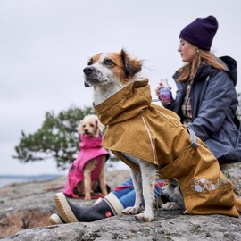 Hurtta Monsoon Coat II ECO, Wet Weather Dog Raincoat Coat, Desert, 20 in