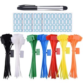YSTrillion Cable Ties Pack of 250 Cable Ties Tags Colourful Cable Tie Labels Cable Tie Labels Self-Locking Cable Clamp with Tags for Home, Office, Garden, Garage 3 x 150 mm