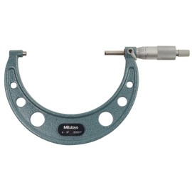 Mitutoyo 103-219 Outside Micrometer, Baked-Enamel Finish, Ratchet Stop, 4-5" Range, 0.0001" Graduation, +/-0.00015" Accuracy,Silver