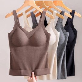 WFWFLIU Layer Seamless Warm Vest,Warm Sleeveless Tank,Warm Base Layer for Women (AU, Alpha, Large, Regular, Regular, Coffee)