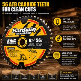 Hardwin 6-1/2" Track Saw Blade 56T 20mm Arbor Thin Kerf
