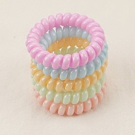 전화선 스프링 머리끈 5종세트 머리 고무줄 무광 매듭자국 없는 밴드 Telephone Line Spring Hair Tie 5-Piece Set Non-Glare Knot-Free Hair Rubber Band