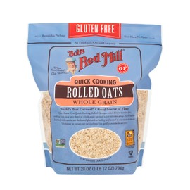 Bob's Red Mill Gluten Free Quick Cooking Rolled Oats, 28oz (Pack of 4) - Non GMO, Whole Grain, Vegan, Kosher