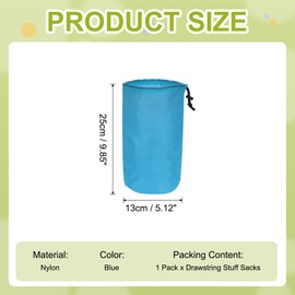 YELARXI Stuff Sack, Nylon Waterproof Storage Sacks Portable Drawstring Dry Stuff Bag Gear Organization with Toggle, 5x10Inch Fit for Backpacking Camping Traveling Hiking(Blue)