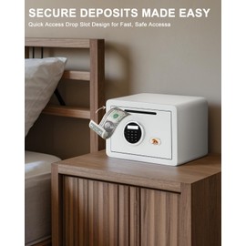 TIGERKING Drop Safe, Digital Safe With Keypad, White Small Safe Box- Deposit Cash Easily, Money Security Box For Home, Business, 1.2 Cubic Feet