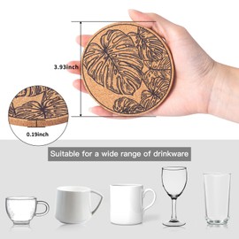 STARUBY Coasters for Drinks 12 pcs Absorbent Cork Coasters with Artistic Leaves Coaster for Coffee Table Housewarming Gifts for New Home Present for Friends, Living Room Decor, Apartment Decor