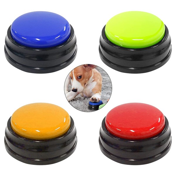 NAVESO Recordable Buzzer, 4pcs Recordable Voice Buzzer, Dog Communication Buzzer, Recordable Talking Button for Animal Training Recorded Communication