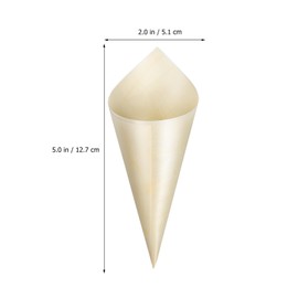DEARMAMY 100 Pcs Disposable Wooden Cone Tasting Serving Wooden Cones for Charcuterie Appetizers Ice Cream Party Catering