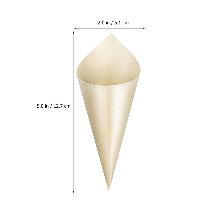 DEARMAMY 100 Pcs Disposable Wooden Cone Tasting Serving Wooden Cones