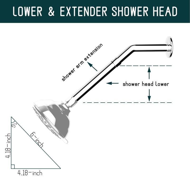iFealClear Shower Arm Extension, Solid Brass Shower Head Extension Arm