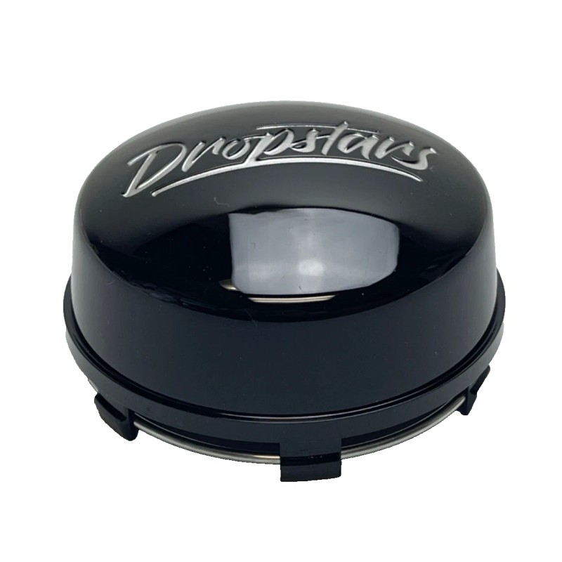 DropStars Gloss Black/Silver Logo Snap In Wheel Center Cap C-807-2