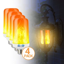 4 Pack Outdoor Flickering Bulb - LED Flame Light Bulbs Outdoor & Indoor - Light Bulbs That Look Like Gas Flames Outdoor