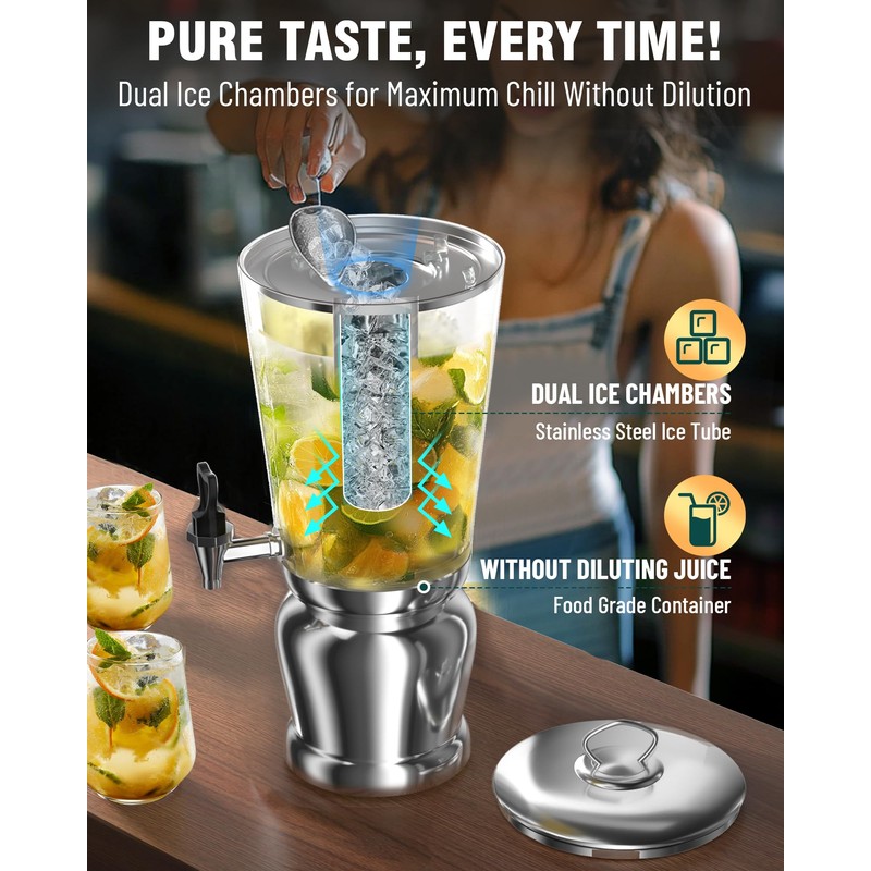WantJoin Beverage Dispenser With Stand -2 Gallon Beverage Dispenser Drink