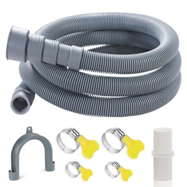 Elyfree Washer Drain Hose, 20 Feet Flexible Washing Machine Drain Hose Universal Dishwasher Drain Hose Extension Kits Corrugated Washer Hose w/ 1 Hose 4 Clamps 1 U-Bend Hose Holder