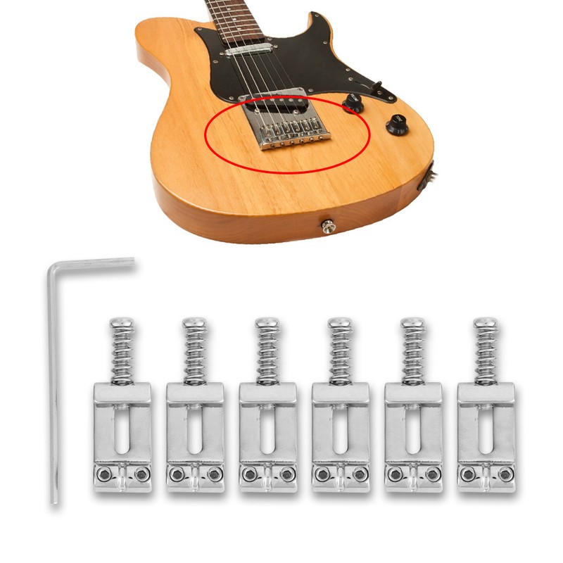 6pcs Chrome Plated Metal Bridge String Tremolo Saddle Part for